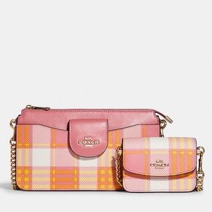 NWT COACH C8682 Poppy Crossbody With Garden Plaid Print